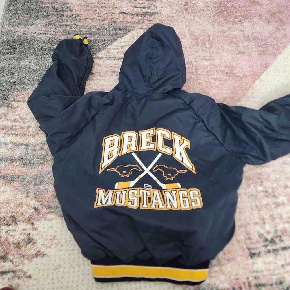 Hooter Sportswear Breck Mustangs Hockey Hooded Jacket Men's L AAA14